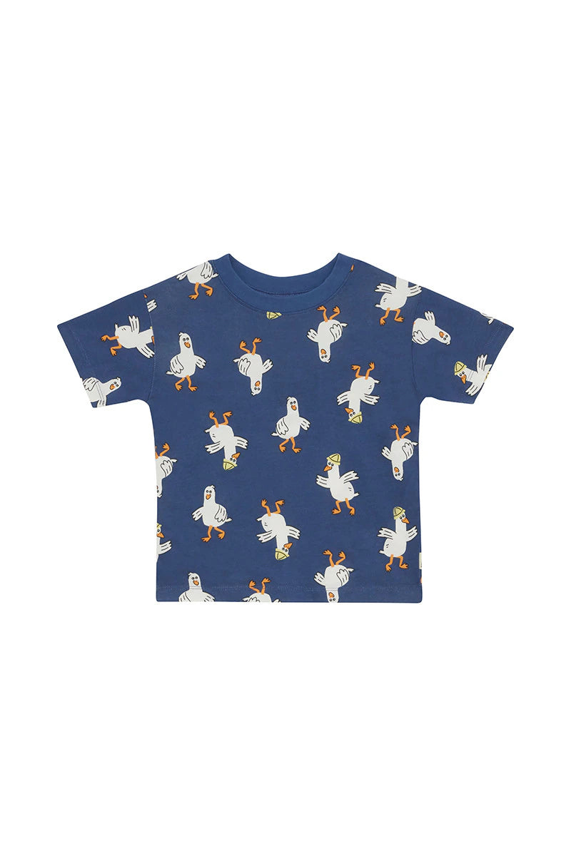 Bonds Kids Short Sleeve Crew Tee - Guss The Seagull Navy