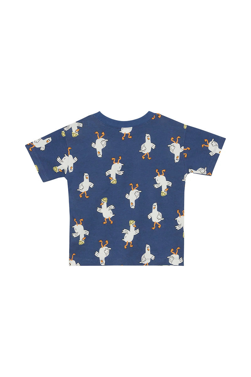 Bonds Kids Short Sleeve Crew Tee - Guss The Seagull Navy