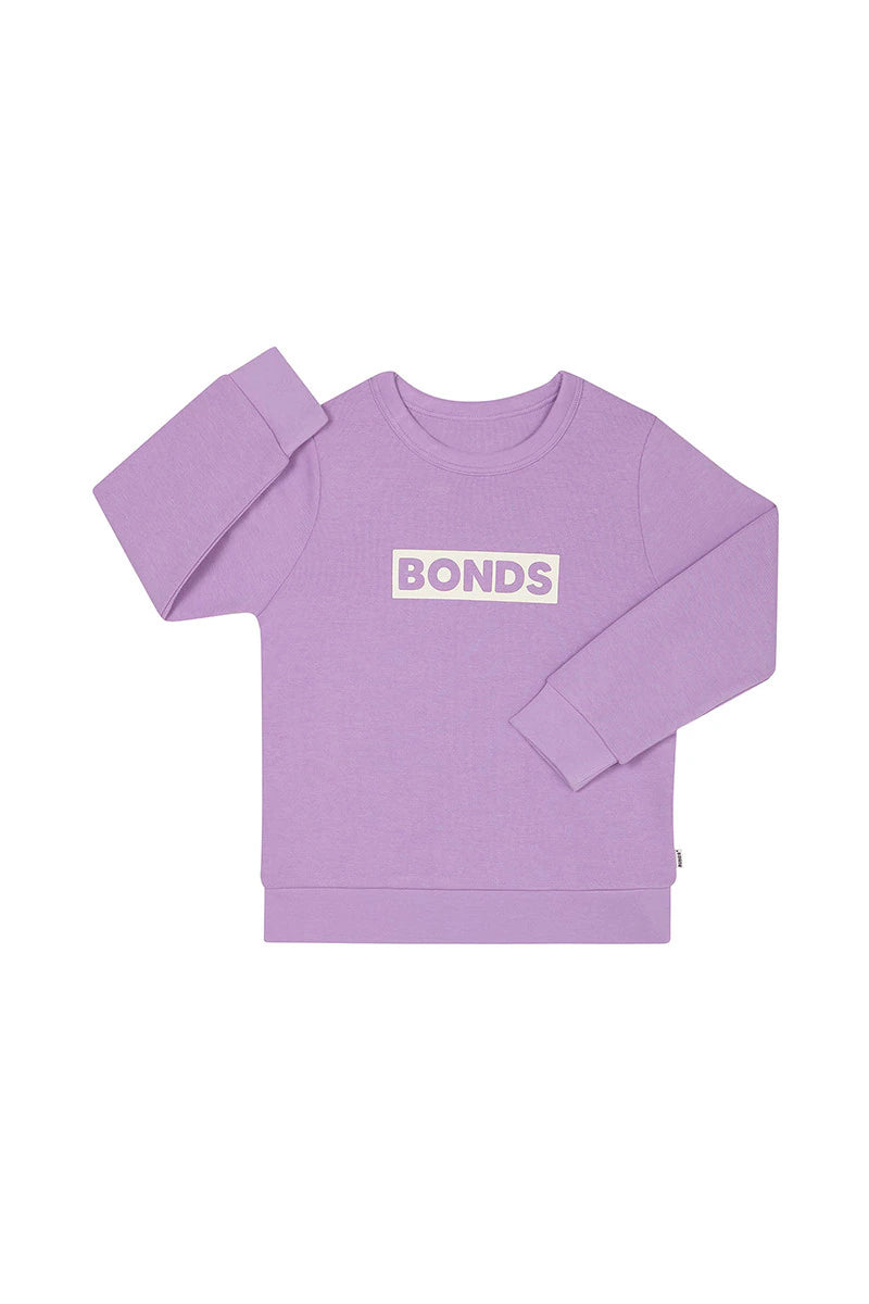Bonds Kids Tech Sweats Pullover - Cotton Purple Pansy