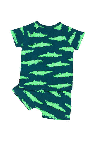 Bonds Kids Tee Sleep Set - Sneaky Croc Green