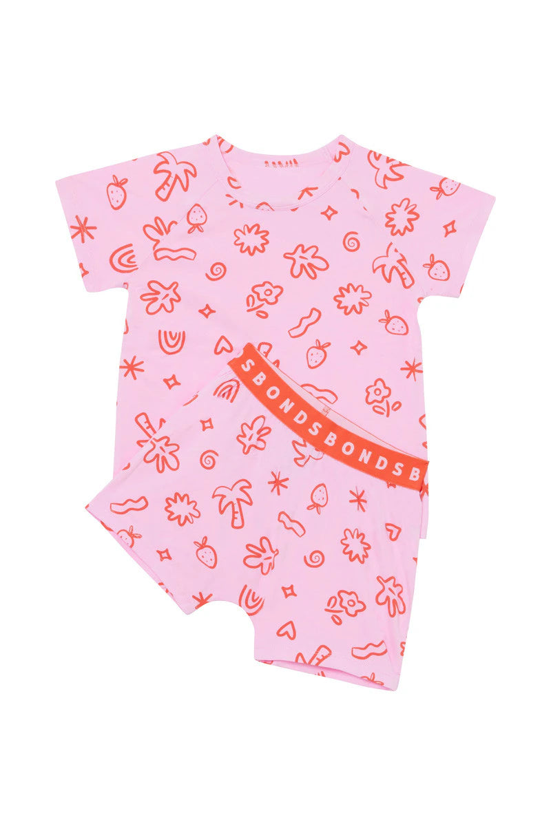 Bonds Kids Tee Sleep Set - Island Oasis Pink