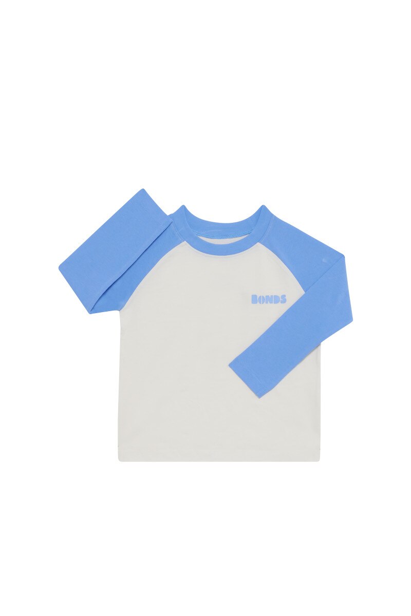 Bonds Kids Next Gen Long Sleeve Raglan Tee - Sail Away / Marscarpone