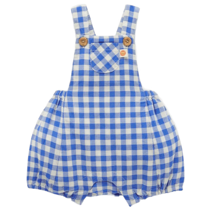 Purebaby Linen Blend Overall - Nile Gingham