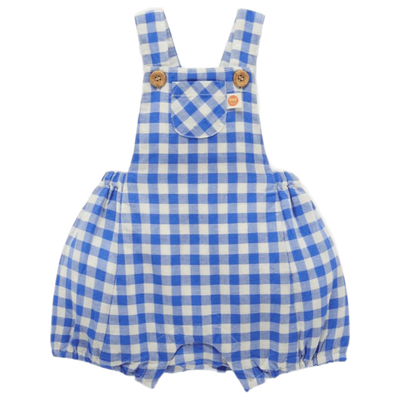 Purebaby Linen Blend Overall - Nile Gingham