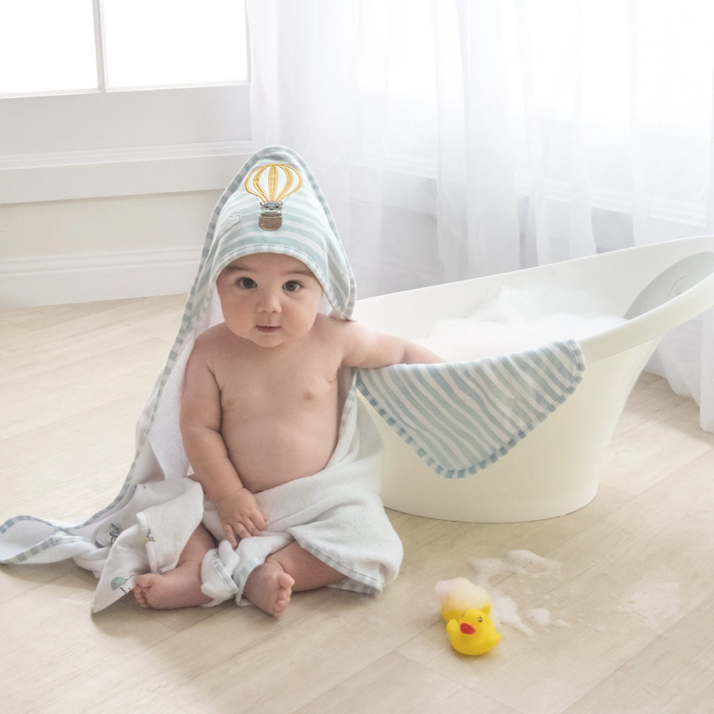 Living Textiles Hooded Towel - Up Up and Away