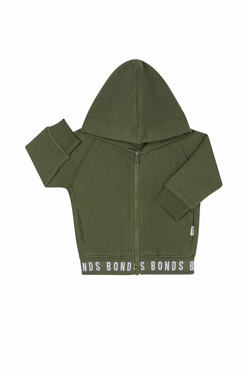 Bonds Baby Logo Fleece Hoodie - Hiker Green