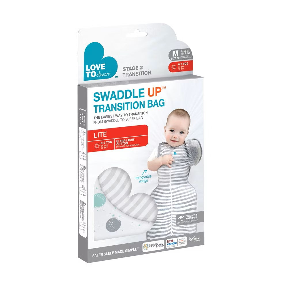 Love To Dream Swaddle Up™ Transition Bag Lite 0.2 TOG - Moon Phases White