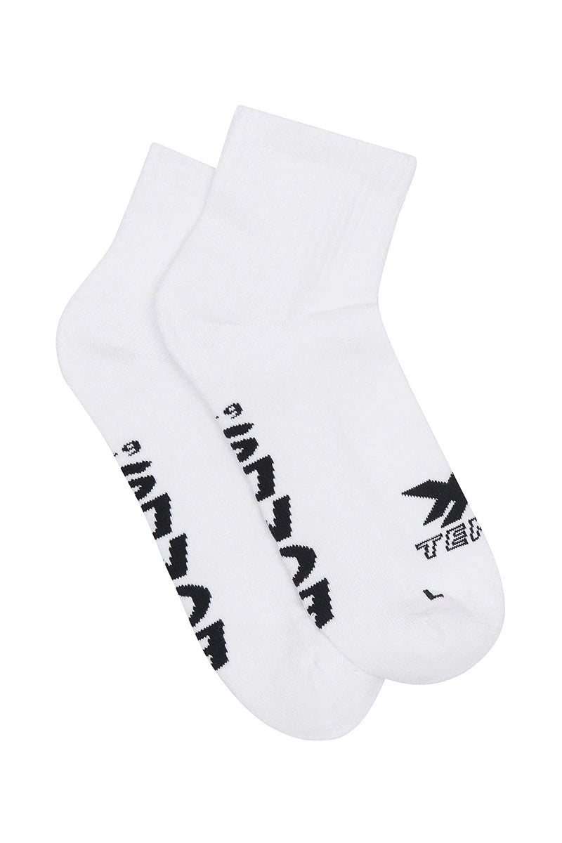 Bonds Mens X-Temp Quarter Crew Socks 3 Pack - White With Black Logo