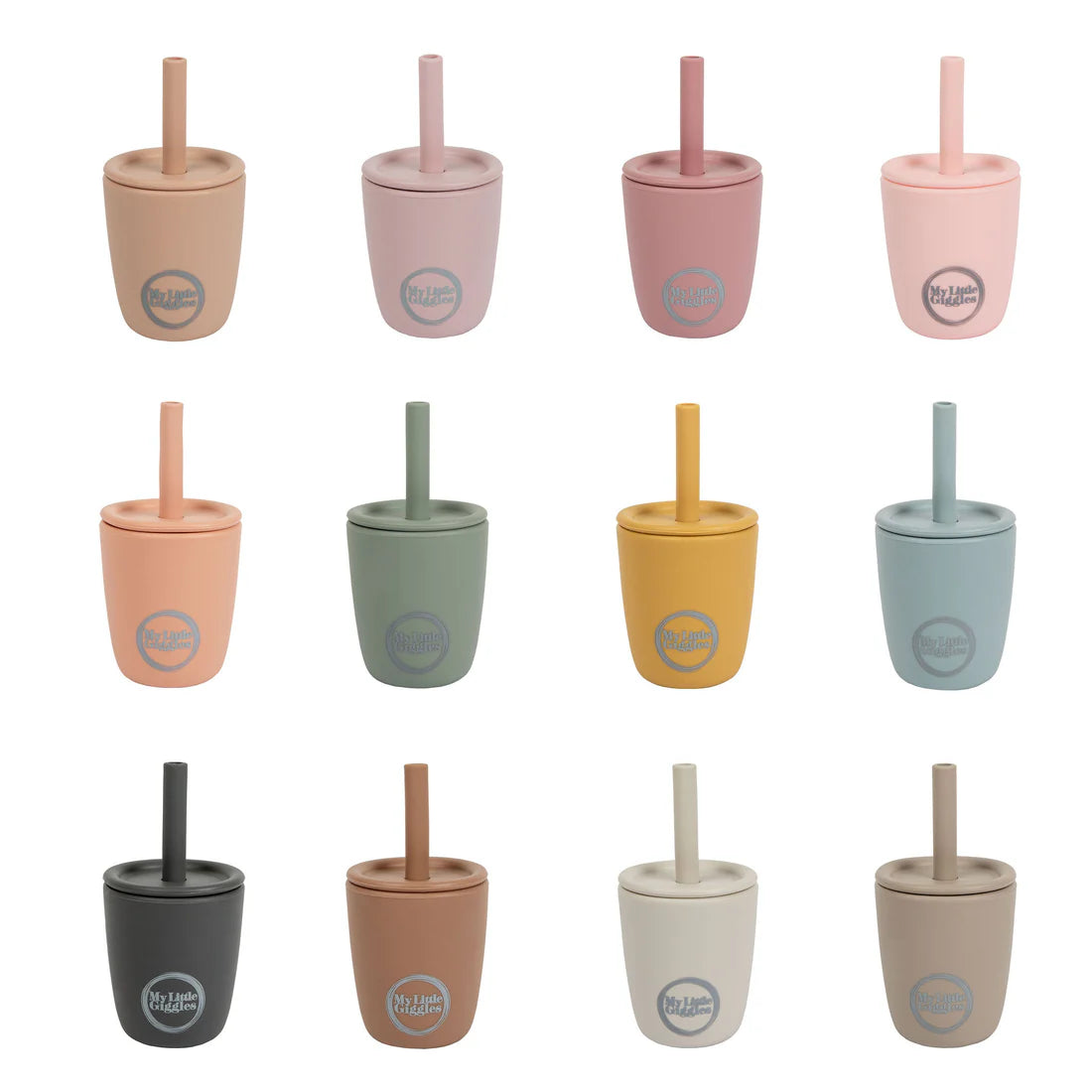 My Little Giggles Silicone Mini Drinking Cup & Straw - Light Grey