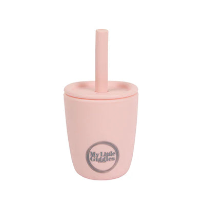 My Little Giggles Silicone Mini Drinking Cup & Straw - Blush Pink