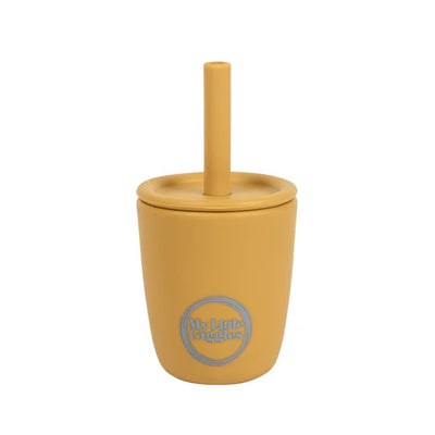 My Little Giggles Silicone Mini Drinking Cup & Straw - Mustard