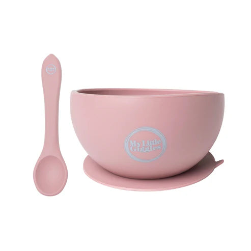 My Little Giggles Silicone Bowl & Spoon Set - Powder Rose