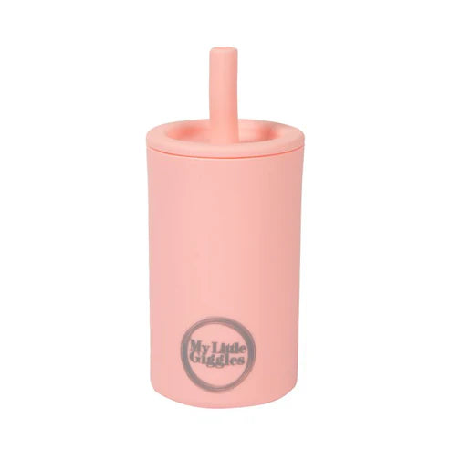 My Little Giggles Silicone Drinking Cup & Straw - Blush Pink