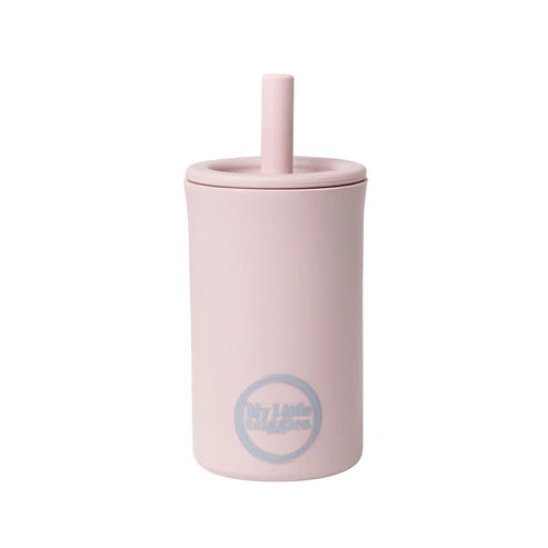 My Little Giggles Silicone Drinking Cup & Straw - Dusty Lliac