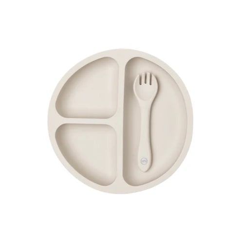 My Little Giggles Silicone Bento Plate - Light Grey