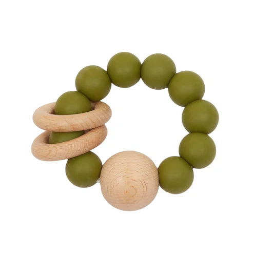 My Little Giggles Silicone Ring Teether - Olive