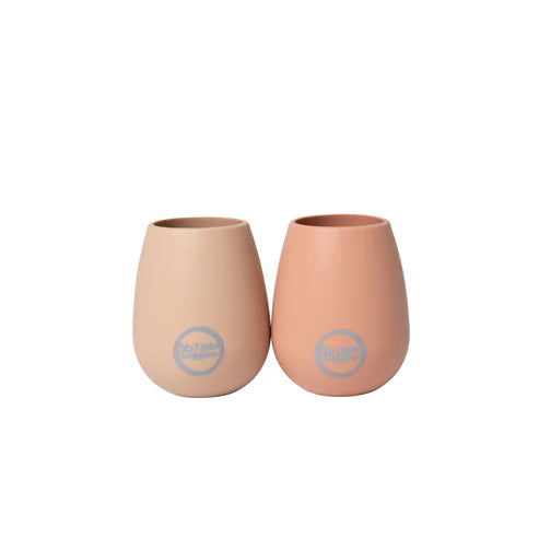 My Little Giggles Silicone Tumbler 2 Pack - Muted & Apricot