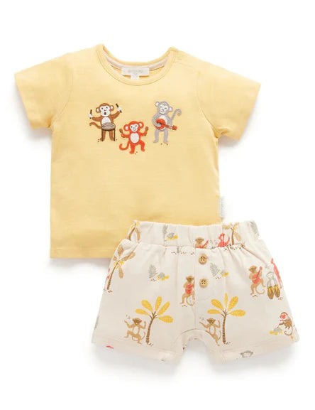 Purebaby Monkey Set - Jungle Jamboree Print