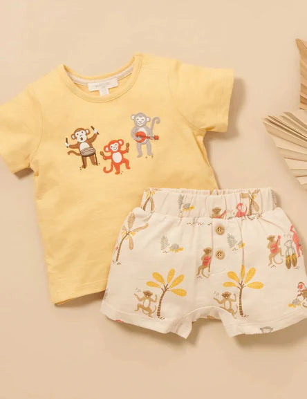 Purebaby Monkey Set - Jungle Jamboree Print