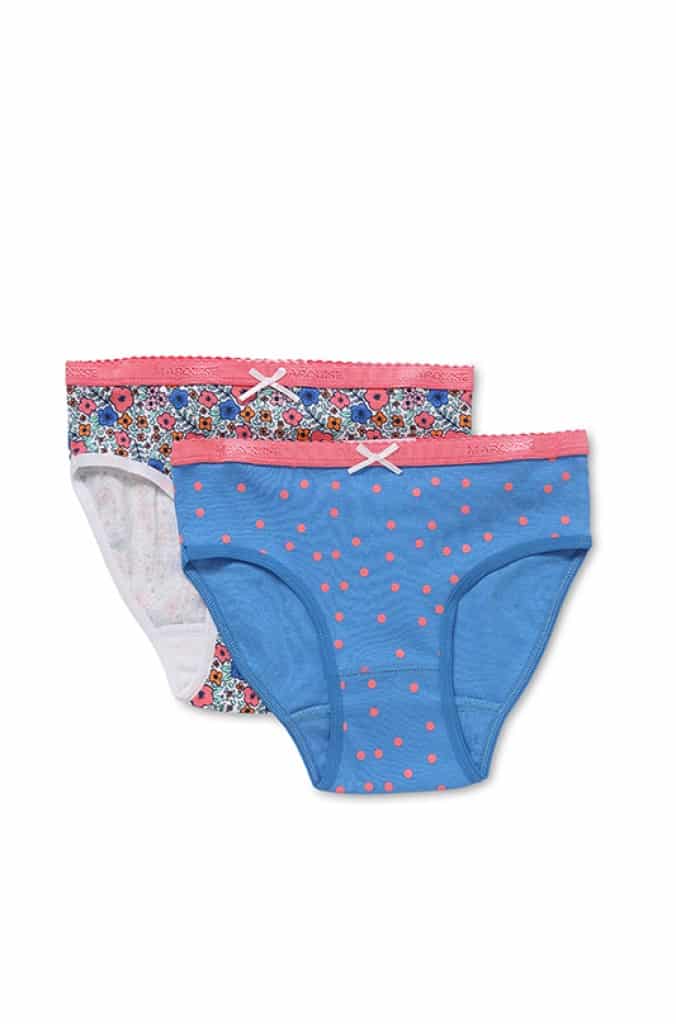 Marquise Girls Floral 2 Pack Underwear - Blue/Print