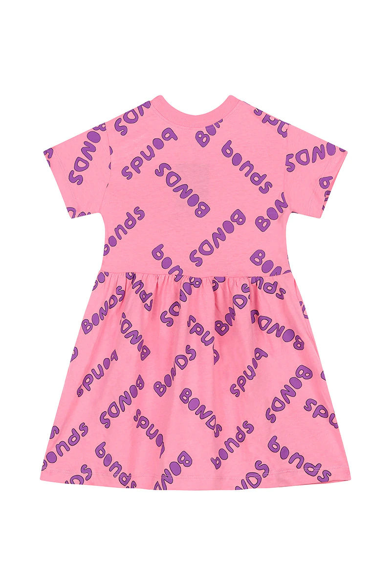 Bonds Next Gen Short Sleeve Tee Dress - Bonds Big Bubble Logo Pink