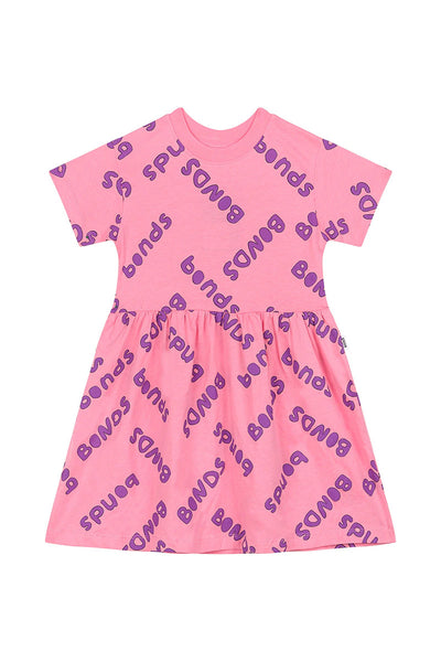 Bonds Next Gen Short Sleeve Tee Dress - Bonds Big Bubble Logo Pink
