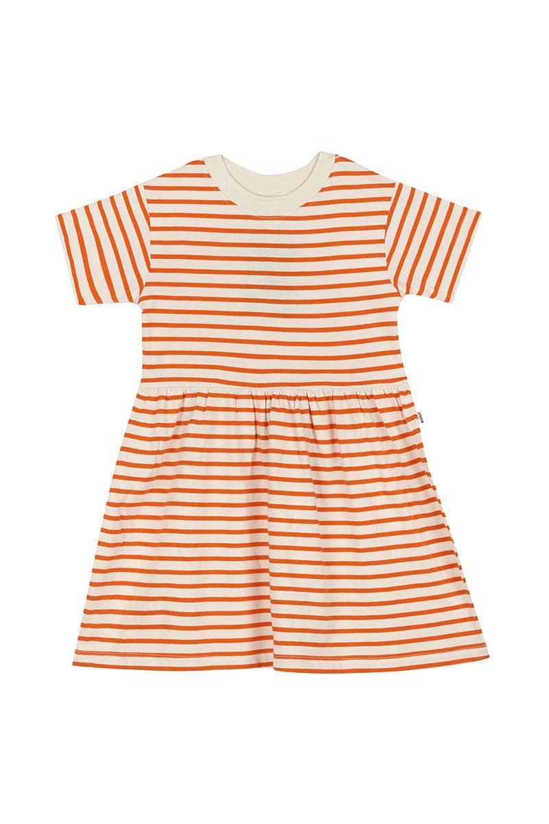 Bonds Next Gen Short Sleeve Tee Dress - Bonds Breton Stripe Pumpkin Spice Orange