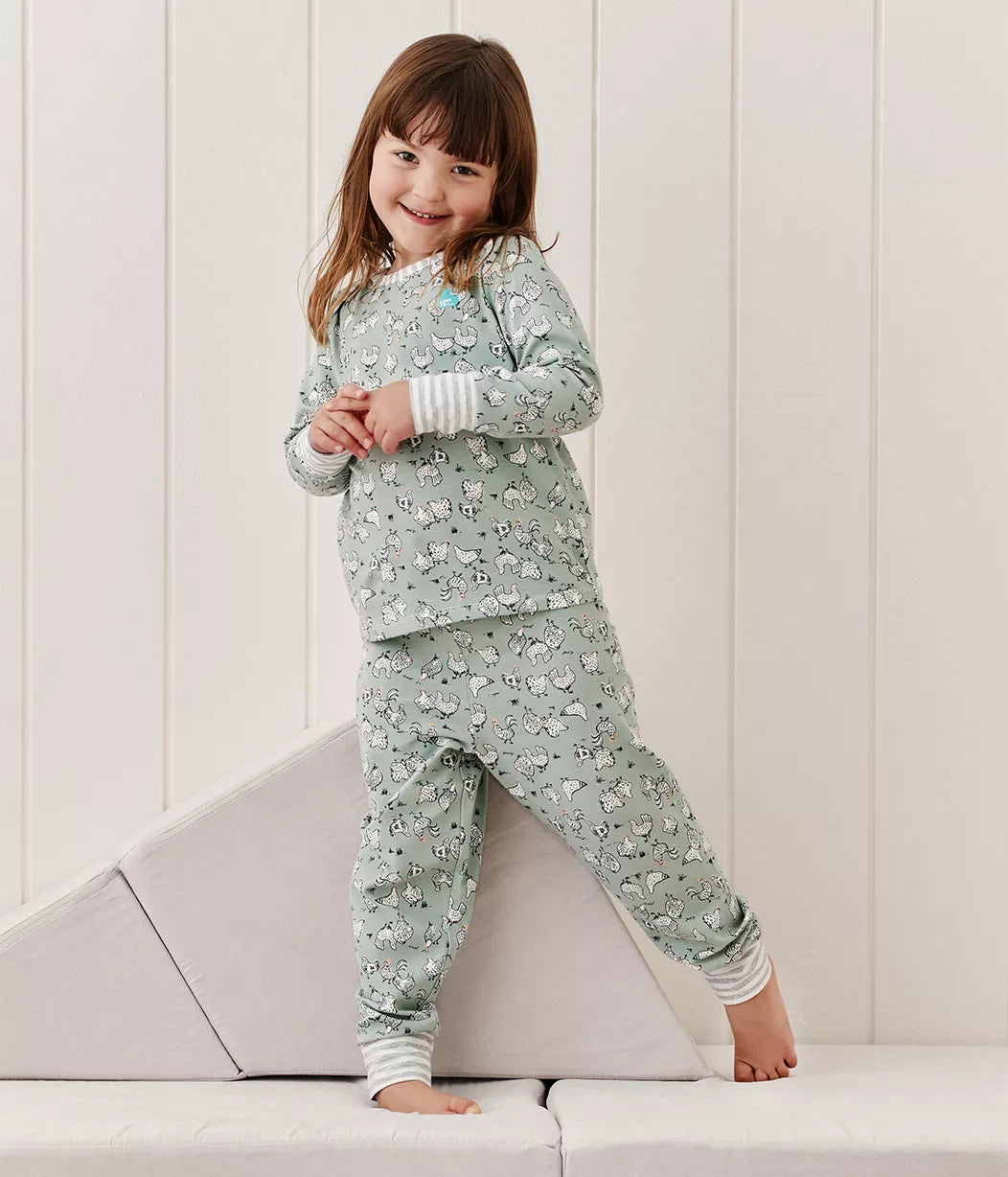 Love To Dream Kids Long Sleeve Pyjama Set - Chicken Run Olive