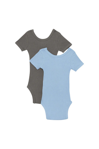 Bonds Organic Rib Short Sleeve Bodysuit 2 Pack - Blueberry Cream/Pitcher