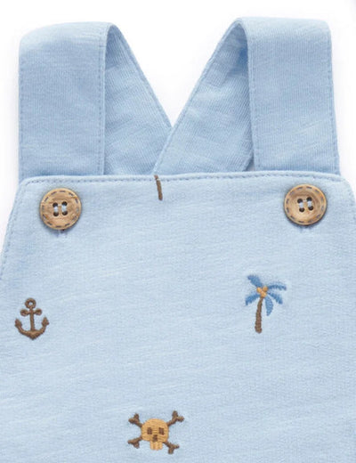 Purebaby Pirate Short Overall Set - Waves Pirate Broderie