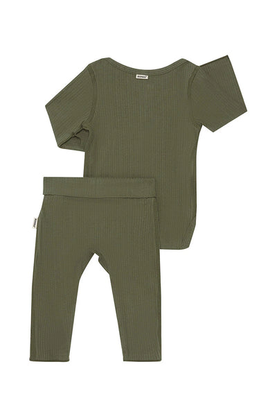 Bonds Pointelle Long Sleeve Bodysuit And Legging Set - Hiker Green
