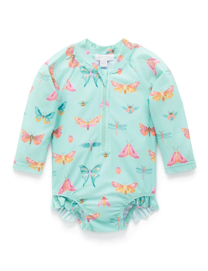 Purebaby Printed Long Sleeve Swimsuit - Butterfly Print