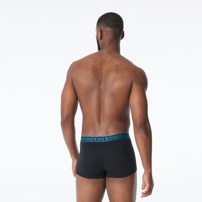 Bonds Men's Faves Trunks 3 Pack - Black With Teal/Red/White