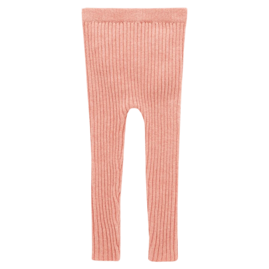 Purebaby Rib Knit Leggings - Nectarine Melange