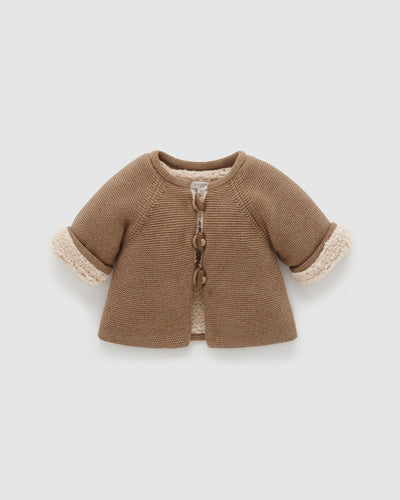 Purebaby Shearling Lined Cardigan - Acorn Melange