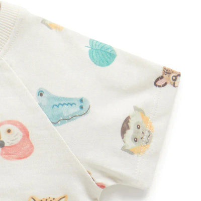 Purebaby Animal Chatter Tee - Jungle Faces Print