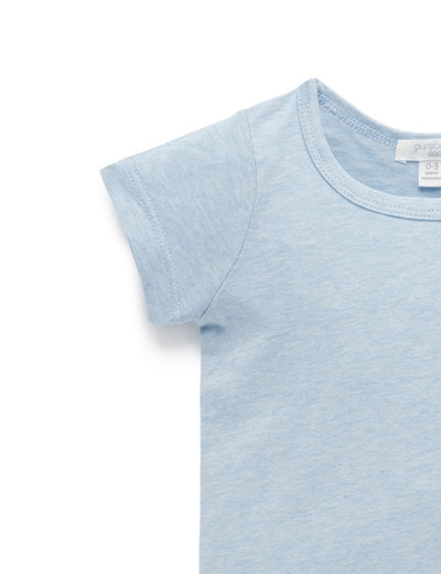 Purebaby Organic Essential Newborn Tee - Soft Blue Melange