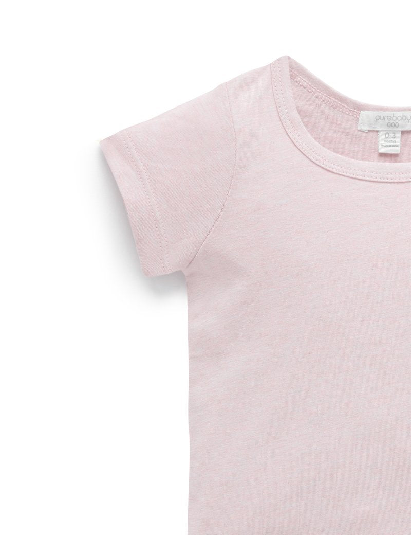 Purebaby Organic Essential Newborn Tee - Soft Pink Melange