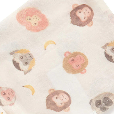 Purebaby Printed Muslin Wrap - Monkey Business Print