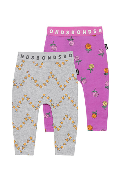 Bonds Roomies 2 Pack Legging - Rose Garden Purple/Starlight