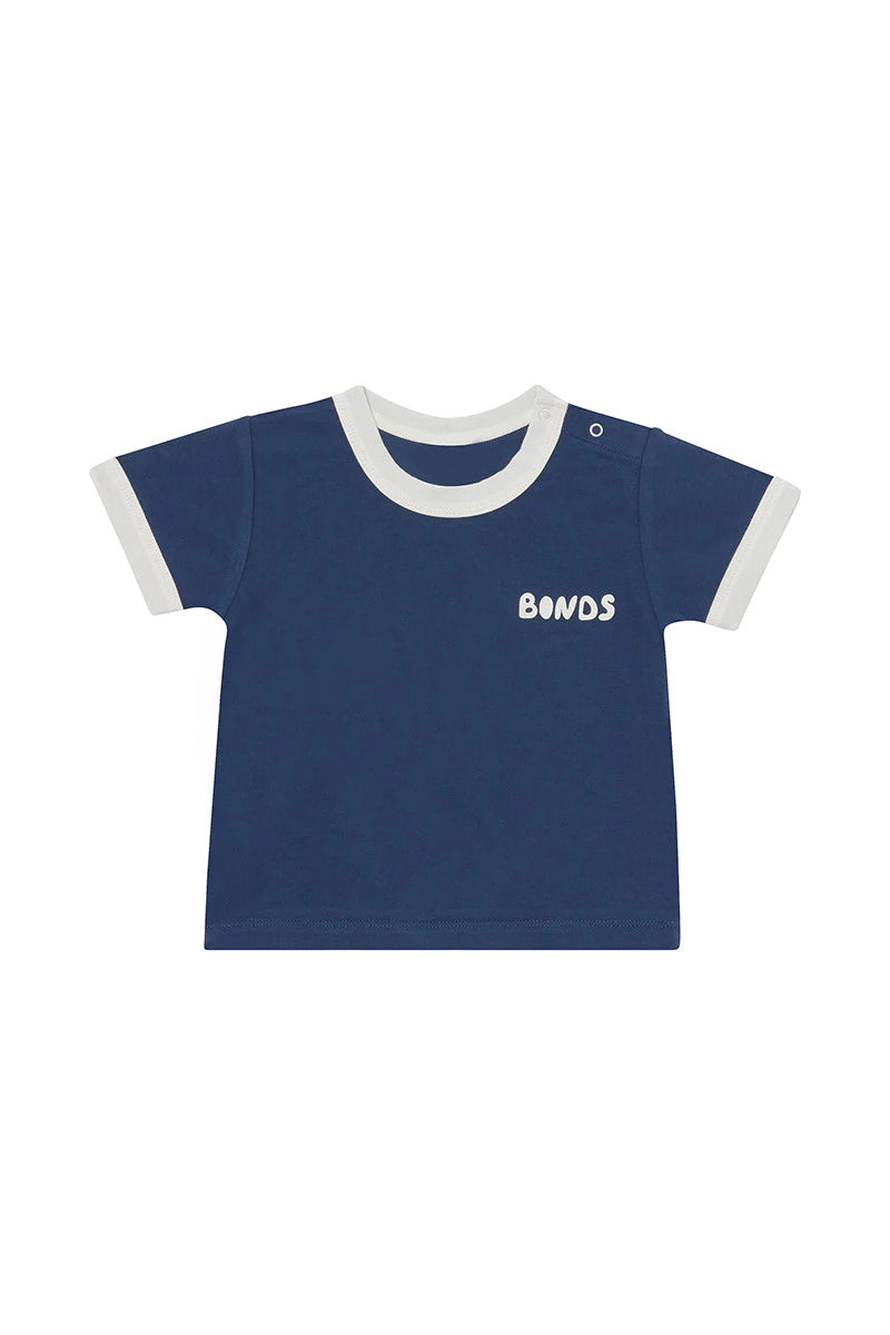 Bonds Roomies Ringer Tee - Bastille Blue / Sesame Seed