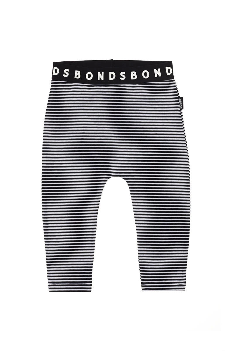 Bonds Stretchies Leggings - Black & White Stripe