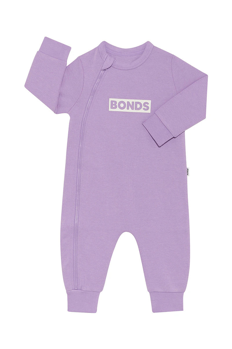 Bonds Tech Sweats Zip Wondersuit - Cotton Purple Pansy