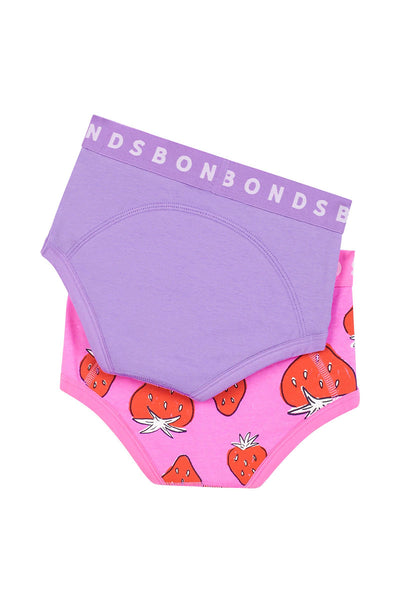 Bonds Whoopsies Toilet Training Undies 2 Pack - Strawberry Sugar/ Cotton Purple Pansy