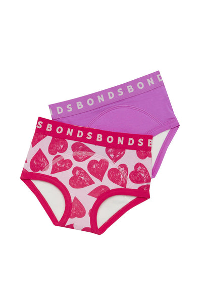 Bonds Whoopsies Toilet Training Undies 2 Pack - Bonds Love/Foolish Pink