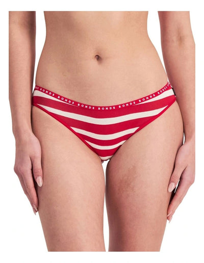 Bonds Womens Hipster Bikini 3 Pack - Red Stripe/Pink/Mascarpone