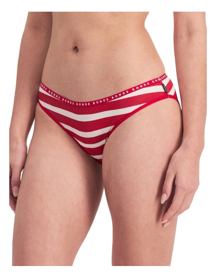 Bonds Womens Hipster Bikini 3 Pack - Red Stripe/Pink/Mascarpone