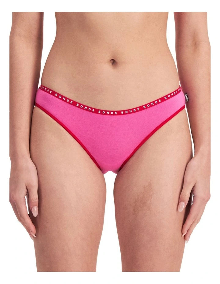 Bonds Womens Hipster Bikini 3 Pack - Red Stripe/Pink/Mascarpone