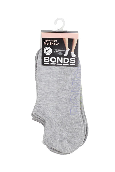 Bonds Womens Logo Light No Show Socks 4 Pack - Grey Base