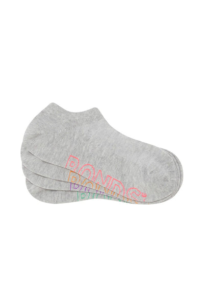 Bonds Womens Logo Light No Show Socks 4 Pack - Grey Base